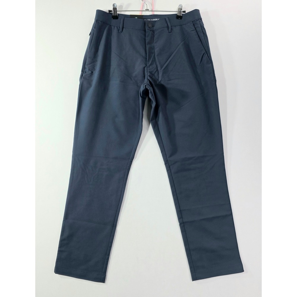Banana Republic Mens Slim Fit Flat Front Pants Blue Stretch Wicking (Tag 32x29)